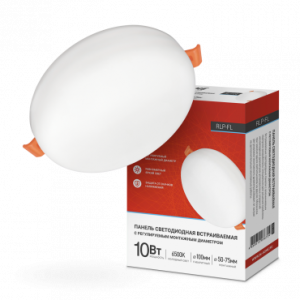 Панель сд встраиваемая безрамочная RLP-FL 10Вт 230В 6500К 700Лм 100мм с рег.монтаж. 50-75мм белая IP