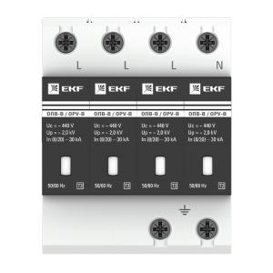 Ограничитель импульсных напряжений ОПВ-B/4P In 30кА 400В с сигн. EKF