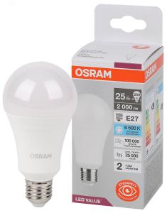Лампа сд Е27 A65 25W 6500К 2000Лм  LED Value OSRAM