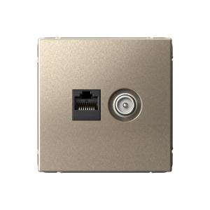 Розетка TV антенна + RJ45 кат.5E С/У Шампань ArtGallery