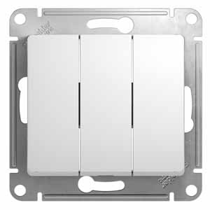 Выключатель 3-кл 10А С/У Белый Glossa