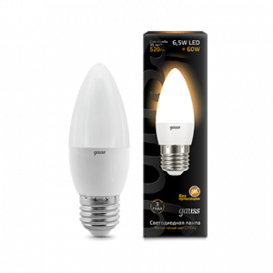 Лампа светодиодная Gauss свеча 6,5W E27 2700K FR
