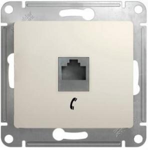 Розетка RJ11 С/У Молочный Glossa