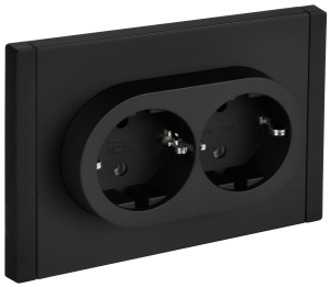 Розетка 2-м 16А С/У З/К Металл Черный Forte&Piano