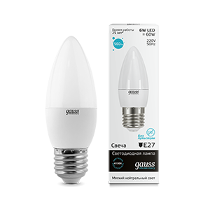 Лампа светодиодная Gauss Elementary свеча E27 6W 4100K 450Лм