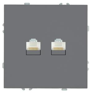 Розетка RJ45+RJ45 С/У Платиново-серый Эмили