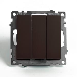 Выключатель 3-кл 10А С/У Шоколад Катрин