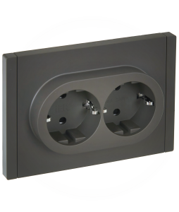 Розетка 2-м 16А С/У З/К со шторками Серый Forte&Piano