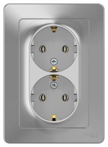 Розетка 2-м 16А С/У З/К Алюминий Blanca