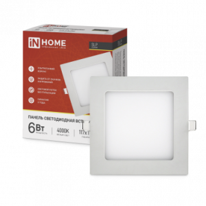 Панель светодиодная встраиваемая квадратная SLP-eco 6Вт 230В 4000К 420Лм 117мм белая IP40 IN HOME