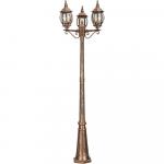 Светильник садово-парковый «Классика» (НТУ)  8115 3*100W, E27, 230V, IP44, цвет черное золото, 8-и гранник, столб большой, 400*580*21 Feron