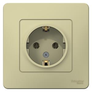 Розетка 1-м 16А С/У З/К Бежевый Blanca
