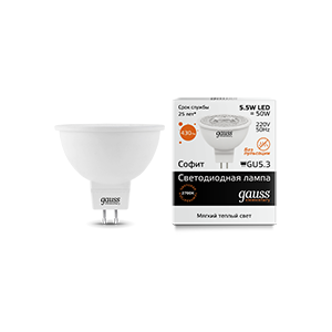 Лампа светодиодная Gauss Elementary MR16 GU5.3 5.5W 220V 3000K