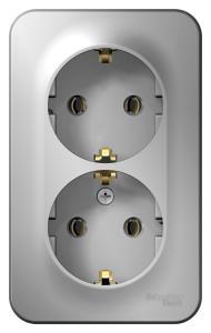 Розетка 2-м 16А О/У З/К изолирующая пластина Алюминий Blanca