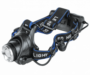 Фонарь налобный аккумуляторный HLA 06B 5W LED 450Lm 10ч 3 режима, фокус., з/у 230В ЧЕРНЫЙ IN HOME