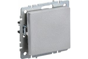 Выключатель 1-кл 10А С/У кнопочный Алюминий Brite