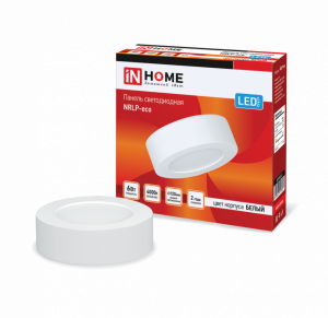 Светильник светодиодный круглый накладной NRLP-eco 6Вт 230В 4000К 420Лм 120мм белый  IP40 IN HOME
