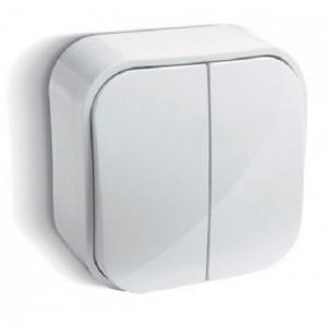 Переключатель 2-клавишный 10А белый Legrand Quteo