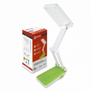 Светильник настольный светодиодный аккумуляторный ССО 12З 6Вт 6500К 360лм 2 уровня яркости 230В ЗЕЛЕНЫЙ IN HOME