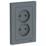Розетка 2-м 16А С/У в сборе с рамкой Грифель AtlasDesign
