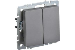 Переключатель 2-кл 10А C/У проходной Сталь Brite