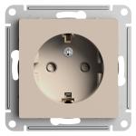Розетка 1-м 16А С/У З/К со шторками Песочный AtlasDesign