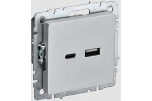 Розетка USB А+С 18Вт С/У Алюминий Brite