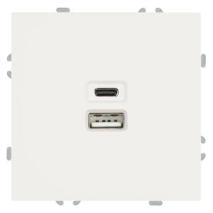 Розетка USB 2-м + type C 250B 3A max 20W С/У Белый фарфор Эмили