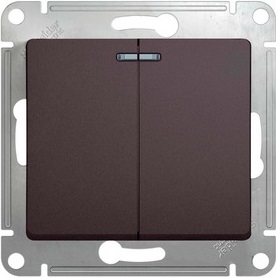 Выключатель 2-кл 10А С/У с индикатором Графит Glossa