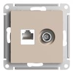 Розетка TV антенна + RJ45 кат.5E С/У Песочный AtlasDesign