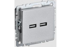 Розетка USB А+А 3,1А С/У Алюминий Brite