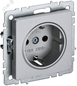 Розетка 1-м 16А С/У З/К Алюминий Brite
