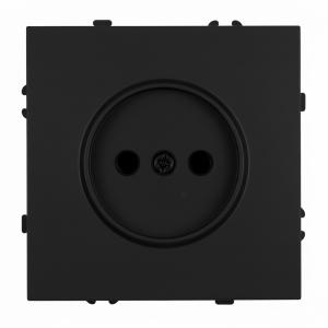 Розетка 1-м 16А С/У со шторками Черный уголь Эмили