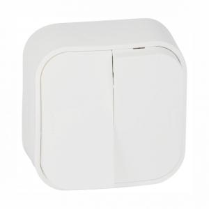 Выключатель 2-клавишный 10А белый Legrand Quteo