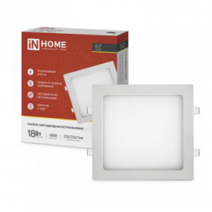 Панель светодиодная встраиваемая квадратная SLP-eco 18Вт 230В 4000К 1260Лм 220мм белая IP40 IN HOME