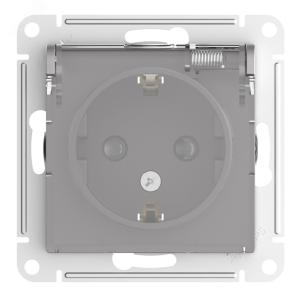 Розетка 1-м 16А С/У З/К со шторками с прозрачной крышкой IP44 Алюминий AtlasDesign Aqua