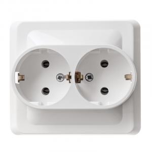 Розетка 2-м 16А С/У З/К Белый Etude