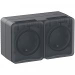 Розетка 2-м 16А О/У З/К со шторками Антрацит  AtlasDesign Profi54