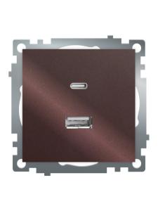 Розетка USB 2-м + type C 250В 3А max 20W С/У Шоколад Катрин
