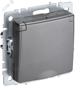 Розетка 1-м 16А С/У З/К со шторками с крышкой IP20 Сталь Brite