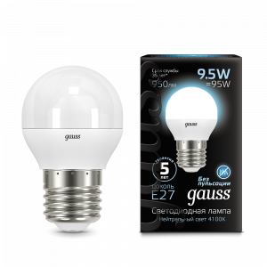 Лампа светодиодная Gauss Globe E27 9.5W 4100K 1/10/50