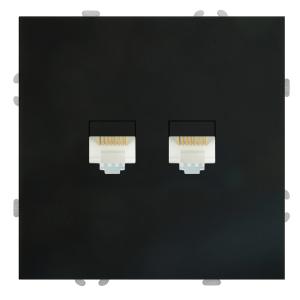 Розетка RJ45+RJ45 С/У Черный уголь Эмили
