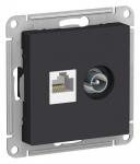 Розетка TV антенна + RJ45 кат.5E С/У Карбон AtlasDesign