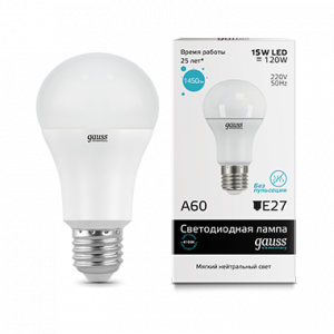 Лампа светодиодная Gauss Elementary A60 15W E27 4100K 1450Лм