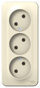 Розетка 3-м 16А О/У изолирующая пластина Молочный Blanca