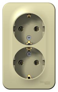 Розетка 2-м 16А О/У З/К изолирующая пластина Бежевый Blanca