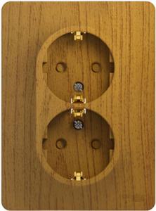 Розетка 1-м 16А С/У З/К со шторками в сборе с рамкой Дуб Glossa