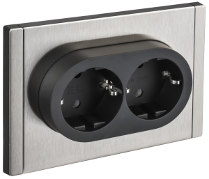 Розетка 2-м 16А С/У З/К Металл никель Forte&Piano