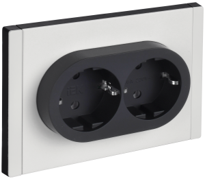 Розетка 2-м 16А С/У З/К Металл Белый Forte&Piano