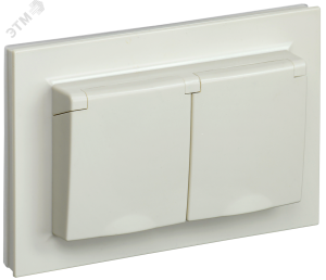 Розетка 2-м 16А С/У З/К c крышками IP44 в сборе Бежевый Brite